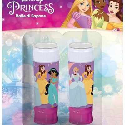 Set Da 2pz Flacone Bolle Di Sapone Stampa Princess 60ml Blister Per Gioco Bambini 209821