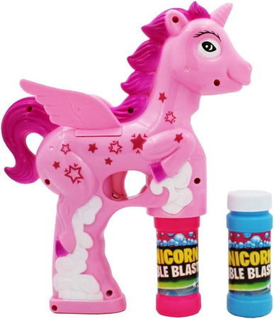 Pistola Spara Bolle Unicorno Con Luci Suoni 2 Flaconi Di Ricarica 50ml 3 Colori 6726067