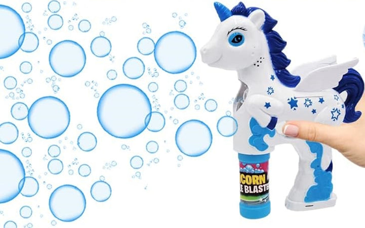 Pistola Spara Bolle Unicorno Con Luci Suoni 2 Flaconi Di Ricarica 50ml 3 Colori 6726067
