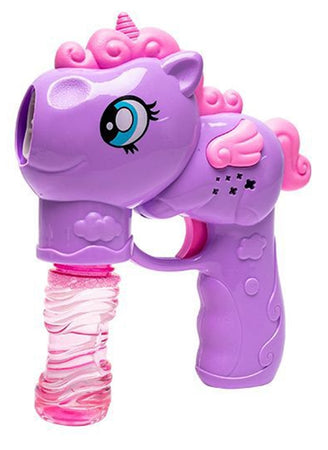 Pistola Spara Bolle A Forma Di Pony Con 2 Flaconi Di Ricarica Da 50 Ml 3 Colori 6726065