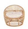Poltrona Camaleonte con struttura in rattan e cuscino