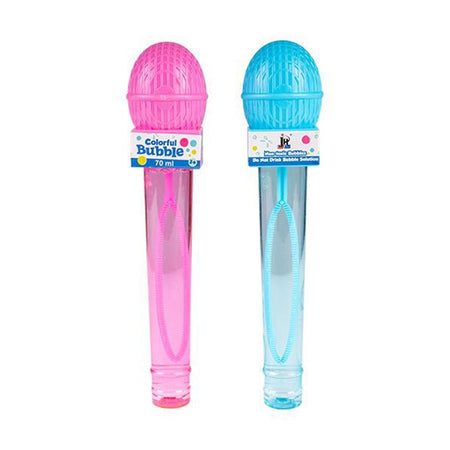 BACCHETTA PER BOLLE DI SAPONE DA 22CM A FORMA DI MICROFONO 70ML IN 2 COLORI 6719002