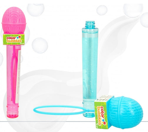 BACCHETTA PER BOLLE DI SAPONE DA 22CM A FORMA DI MICROFONO 70ML IN 2 COLORI 6719002