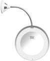 Specchio Per Trucco Ingrandimento 10x Led Rotazione A 360° Ventosa Tubo Metallo Rotondo
