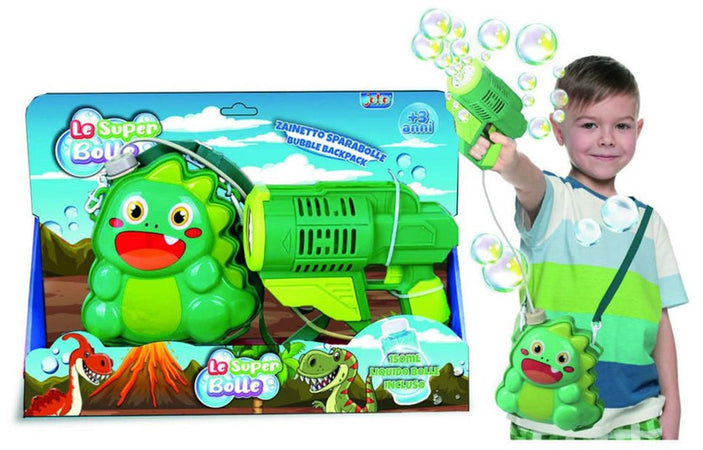 Zainetto Con Pistola Sparabolle Sapone Bottiglia 150ml Dinosauro Gioco Per Bambini 807656a