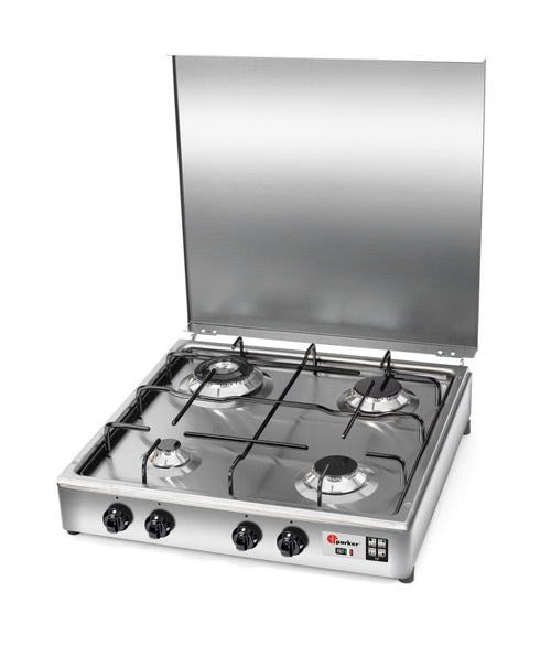 Parker Fornello 4 fuochi a gas Gpl / Metano Acciaio Inox Doppia Corona 3,5 Kw made in italy mod. 542ACCGP/C