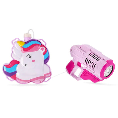 Zainetto Con Pistola Sparabolle Sapone Bottiglia 150ml Unicorno Gioco Per Bambine 807663a