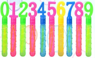 Set 4pz Bacchette Per Bolle Di Sapone Con Testa A Numero 30ml Gioco Bambini 3+ 6560331
