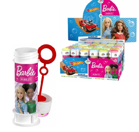 Bolle Di Sapone Confezione Da 36pz Flaconi 60ml Barbie/hotwheels Mix Feste Gioco 008365