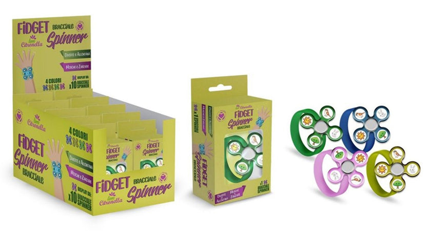 Set 10 Pz Bracciale Fidget Spinner Braccialetto Alla Citronella Anti Insetti 034194