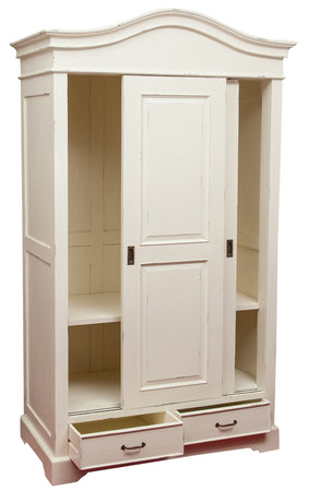 Biscottini Armadio Biscottini Legno Massello Bianco Anticato Provenzale 123x65x211 Spazioso