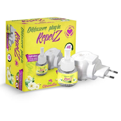 Set 12pz Diffusore Plug In Repelz Citronella Con 1 Ricarica Da 48ml Antizanzare 034200