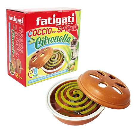 Set 12pz Coccio In Ceramica Con 10 Spirali Alla Citronella Antizanzare 8 Ore 463244