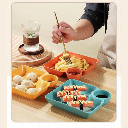 Set 8pz Piatto Da Portata Multifunzione Per Salse Ciotola Immersione Per Snack Feste