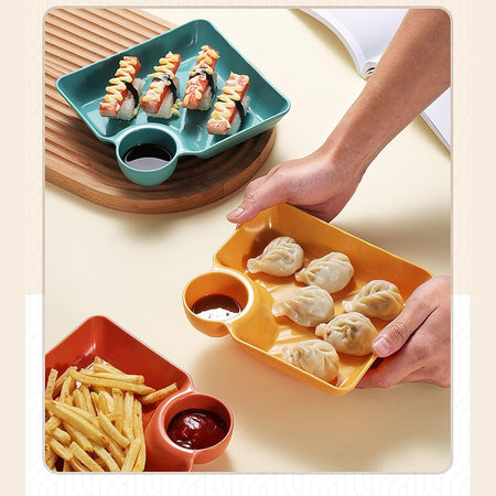 Set 8pz Piatto Da Portata Multifunzione Per Salse Ciotola Immersione Per Snack Feste