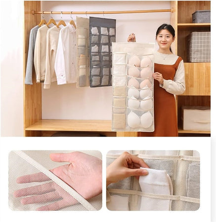 Borsa Portaoggetti Da Parete Organizzatore Armadio Lavabile Con Gancio Metallo 30 Tasche