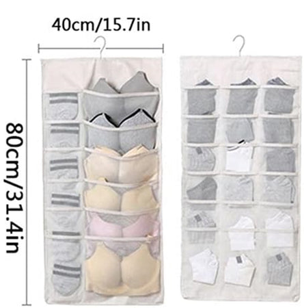 Borsa Portaoggetti Da Parete Organizzatore Armadio Lavabile Con Gancio Metallo 30 Tasche