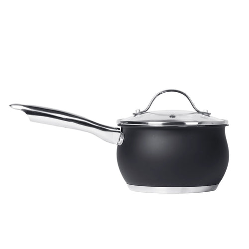 Set Batteria Di Pentole Con Coperchi 8 Pezzi In Acciaio Inox Linea Blackcook Cucina