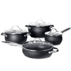 Set Batteria Di Pentole Con Coperchi 8 Pezzi In Acciaio Inox Linea Blackcook Cucina