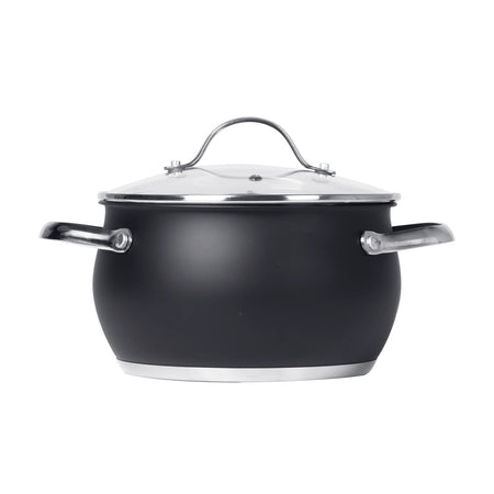 Set Batteria Di Pentole Con Coperchi 8 Pezzi In Acciaio Inox Linea Blackcook Cucina