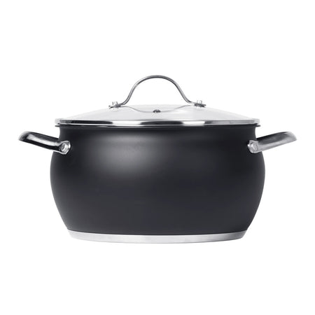 Set Batteria Di Pentole Con Coperchi 8 Pezzi In Acciaio Inox Linea Blackcook Cucina