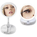 Specchio Trucco Luce Led Da Tavolo Bifacciale 10x/1x 360° Contenitore Portatile Pieghevole