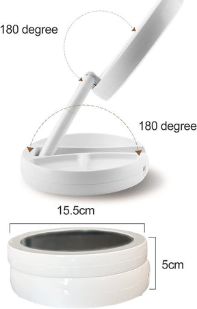 Specchio Trucco Luce Led Da Tavolo Bifacciale 10x/1x 360° Contenitore Portatile Pieghevole