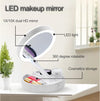 Specchio Trucco Luce Led Da Tavolo Bifacciale 10x/1x 360° Contenitore Portatile Pieghevole