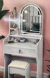 Toilette Postazione Trucco Con Sgabello Moderno Specchio Con Luce Led Touch 2 Colori