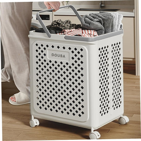 Portabiancheria Con Coperchio Ruote In Plastica Pieghevole Portatile Lavanderia Bagno