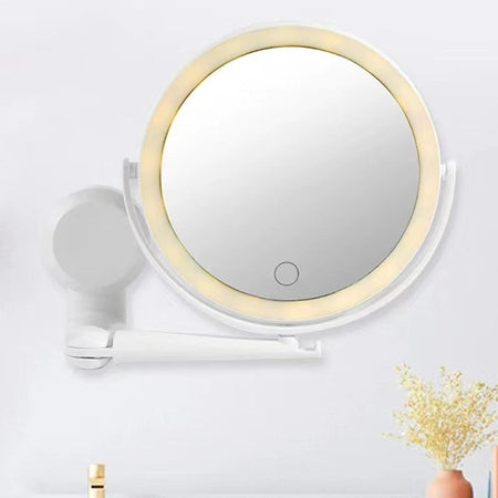 Specchio Trucco A Parete Illuminato Con Ingrandimento Dimmerabile Led Ricaricabile Touch