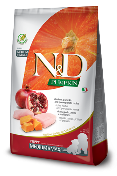 Farmina N&D Pumpkin mangime secco Cani Puppy Medium Maxi pollo e melograno