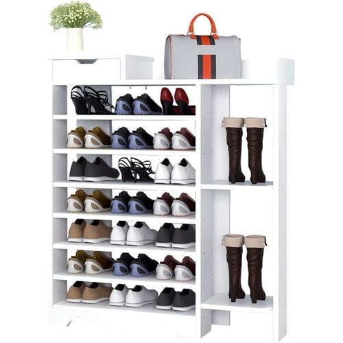 Scarpiera Portaoggetti Scaffale 8 Ripiani Salvaspazio Facile Da Montare Bianco 85x24x118cm