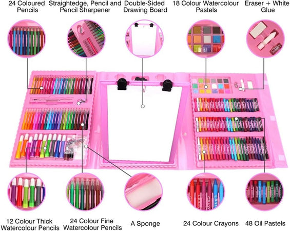 Set Da Colorare Da 208 Pz Astuccio Per Pittura Scatola Di Colori Regalo Per Bambini