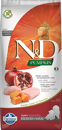 Farmina N&D Pumpkin mangime secco Cani Puppy Medium Maxi pollo e melograno