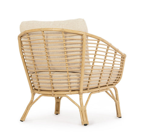 Poltrona "Mabel" con braccioli in alluminio effetto rattan da giardino