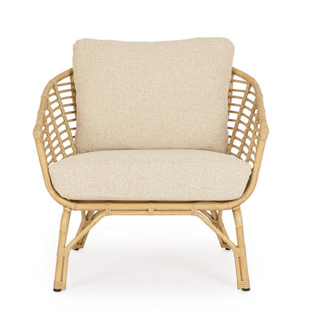 Poltrona "Mabel" con braccioli in alluminio effetto rattan da giardino