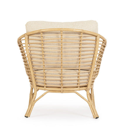 Poltrona "Mabel" con braccioli in alluminio effetto rattan da giardino