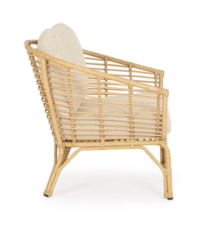 Poltrona "Mabel" con braccioli in alluminio effetto rattan da giardino