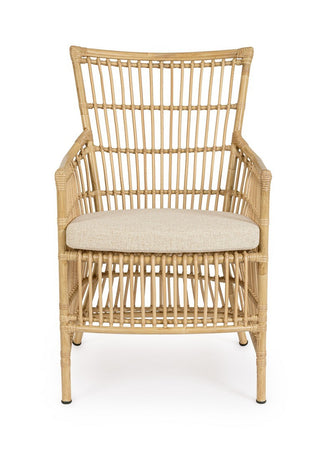 Sedia "Adelma" con braccioli in alluminio effetto rattan da giardino