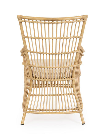 Sedia "Adelma" con braccioli in alluminio effetto rattan da giardino