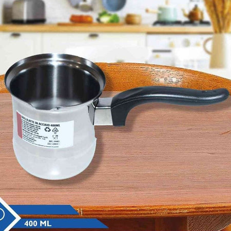 Bollitore Bollilatte Pentolino In Acciaio Inox 300/400/500/1000ml Con Manico Ergonomico