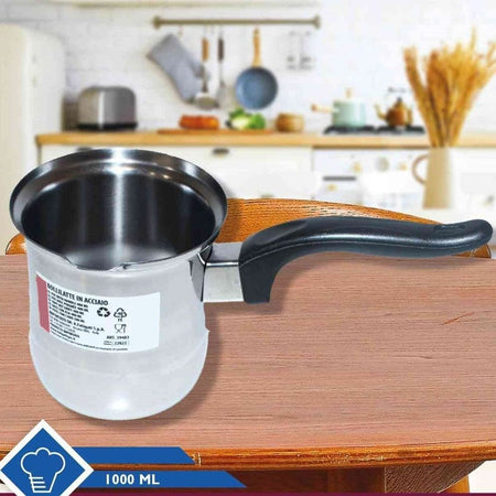 Bollitore Bollilatte Pentolino In Acciaio Inox 300/400/500/1000ml Con Manico Ergonomico