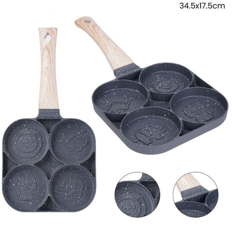 Padella Antiaderente A 4 Fori Con Animali Per Pancake Uova Fritte Hamburger 624385