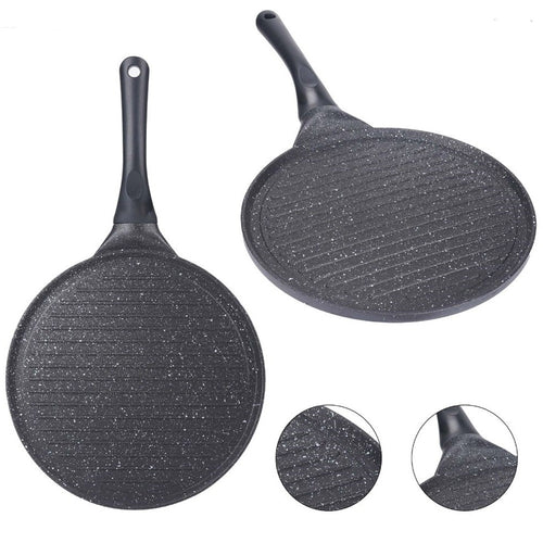 Padella Antiaderente Piastra Griglia Tonda Per Carne Verdure Nera Accessori Cucina 624390