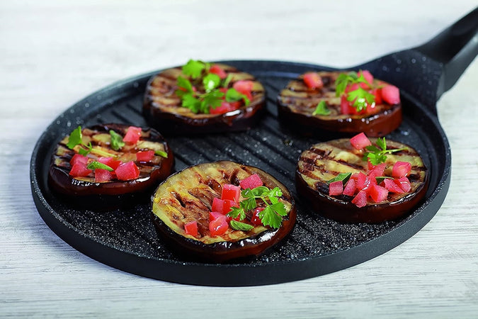 Padella Antiaderente Piastra Griglia Tonda Per Carne Verdure Nera Accessori Cucina 624390