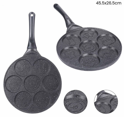 Padella Antiaderente Per Pancake Uova Cialde Con 7 Stampi Forme Animali Rotonde 624391