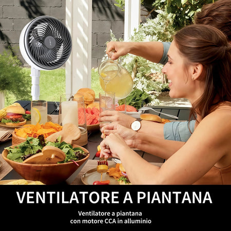 Ventilatore A Piantana 90 W Con Motore Cca 3 Velocità Altezza 100cm 5 Pale Da 10"