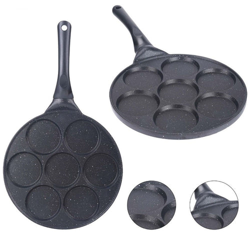 Padella Multifunzione Per Pancake Frittelle Nero A 7 Fori Stampi Antiaderente 62432