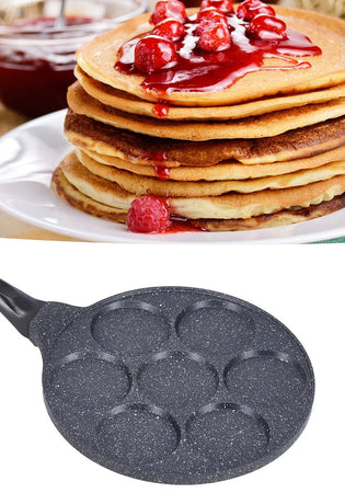 Padella Multifunzione Per Pancake Frittelle Nero A 7 Fori Stampi Antiaderente 62432